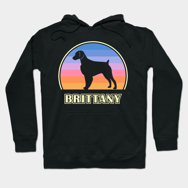 Brittany Vintage Sunset Dog Hoodie by millersye